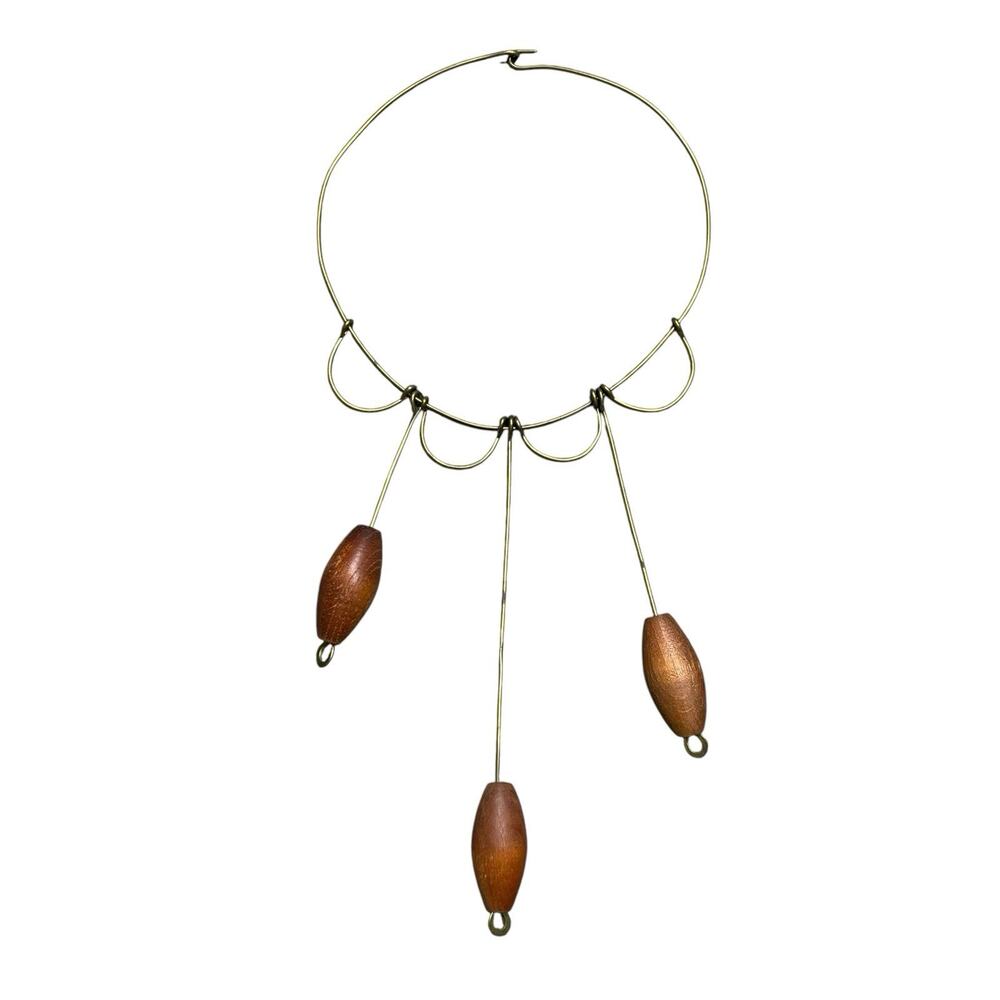 Vintage 1960’s MCM Choker Statement Necklace Large Wooden Beads